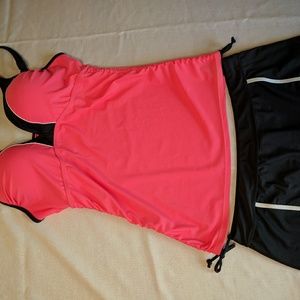 Coral and gray 2 piece Free Country tankini.